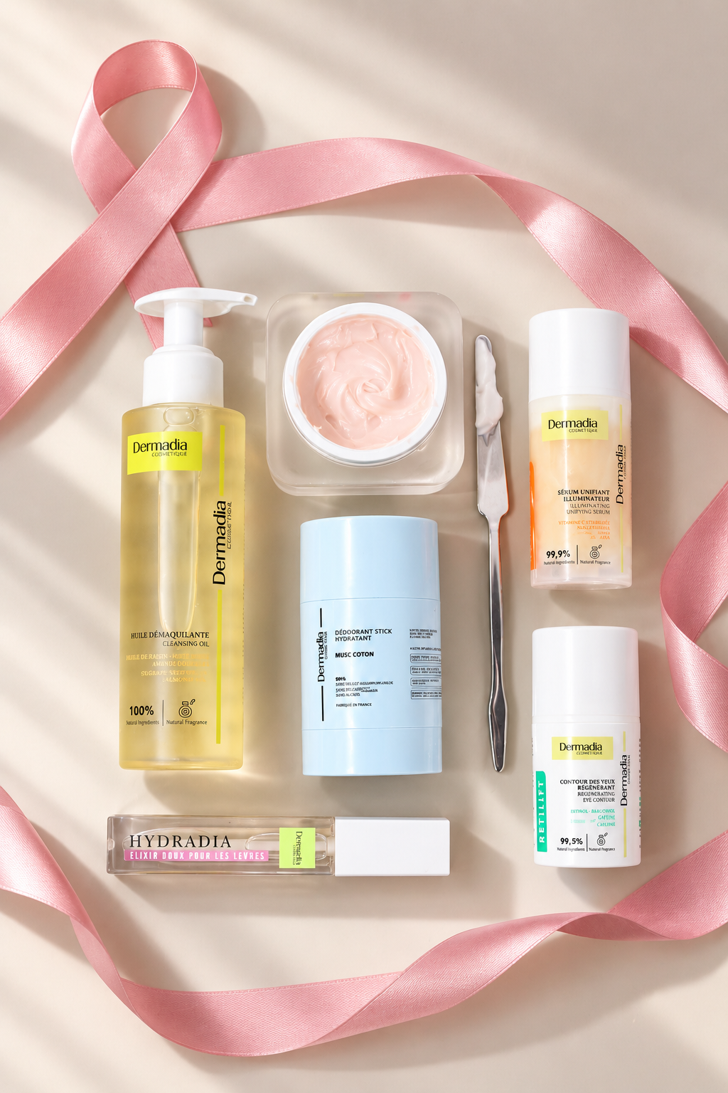 Les soins Dermadia et le ruban rose d'Octobre Rose